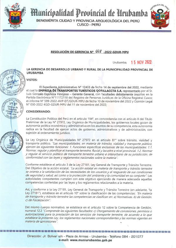 RESOLUCION MPU- 668 -2022 QORILLACCTA
