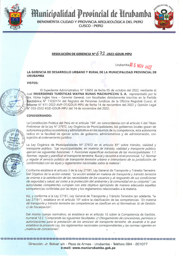 RESOLUCION MPU - 672-2022 WAYNA RUNAS