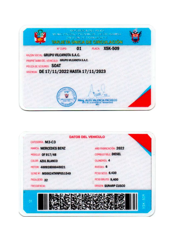 TARJETA-CIRCULACION-X5K-509-GVILCANOTA