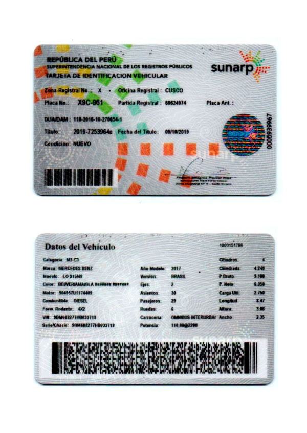 Tarjeta de Propiedad X9C-961-maravilla